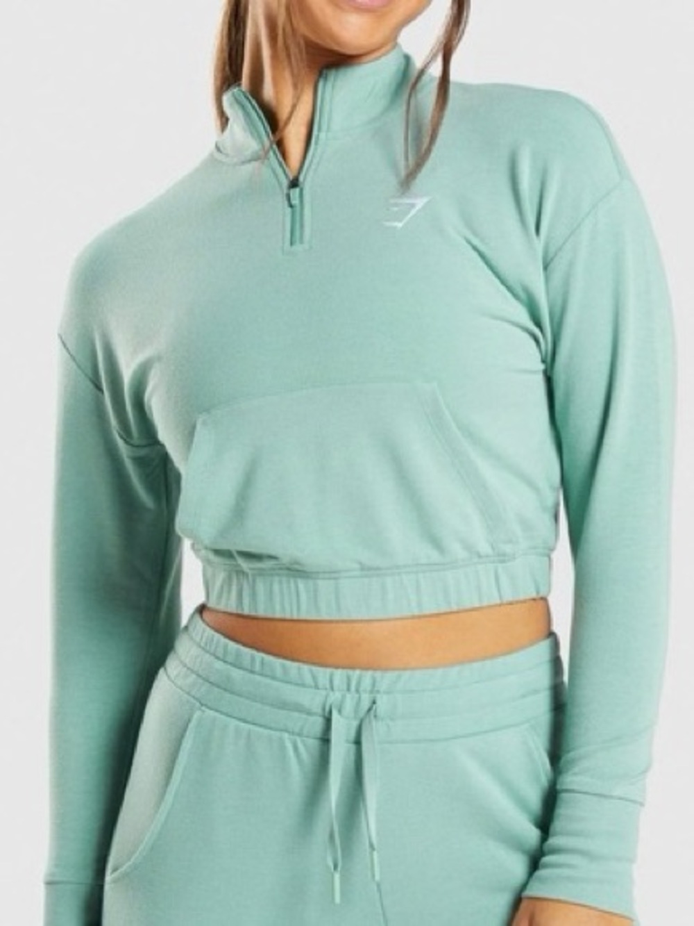 Gymshark Mint Green Cropped Half-Zip Pullover